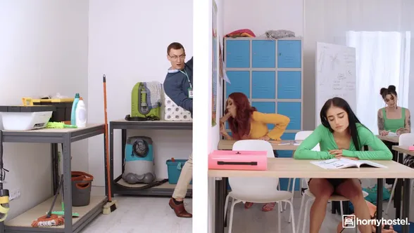 Hornyhostel - Cherry Candle College Student Found A Sneaky Glory Hole In The Classroom Wall Porn Video