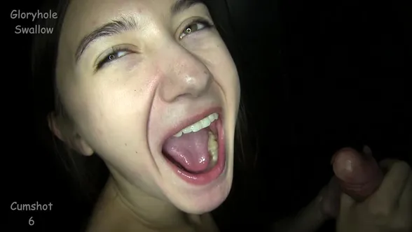 Gloryhole Swallow - Claire Evans Using Her Flexibility Skills In The Booth 1st Visit Porn Video